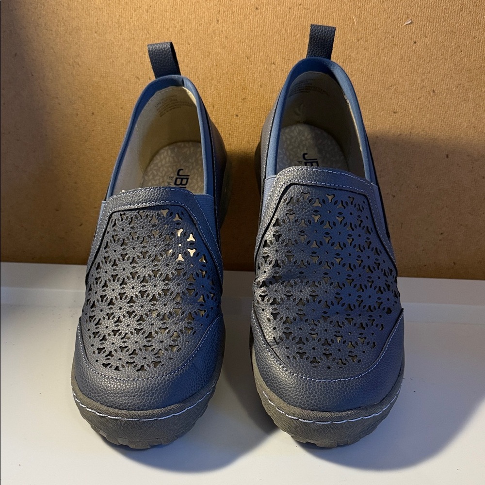 JBU Perforated Navy Slip-On Loafers